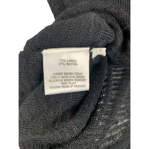 Loft Black Knit Linen/Rayon Blend Womens Top L - Picture 3 of 5